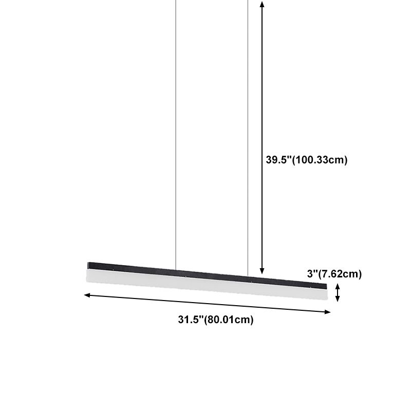 Linear LED Island Lighting Fixture Modern Style Hanging Light for Dining Room