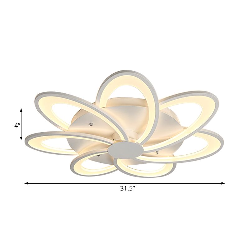 Contemporary Flower Flushmount Lighting Acrylic 6/7/8-Light Bedroom Ceiling Flush Mount in Warm/White Light