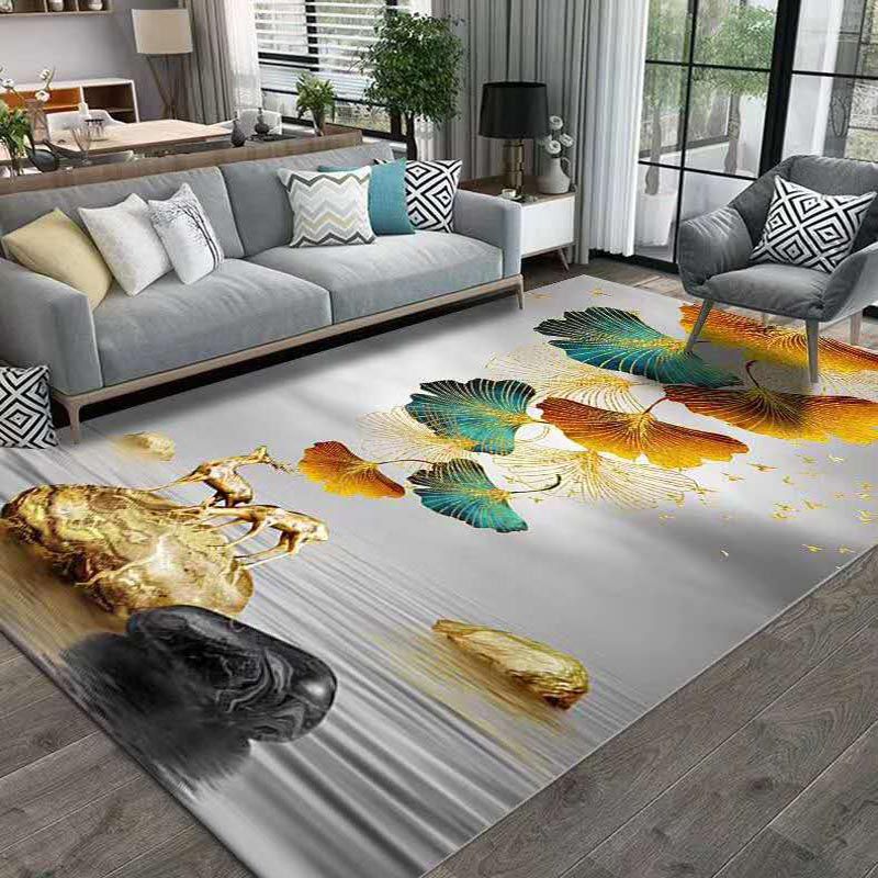 Contemporary Indoor Rug Modern Washable Rug Polyester Stain Resistant Area Carpet for Living Room