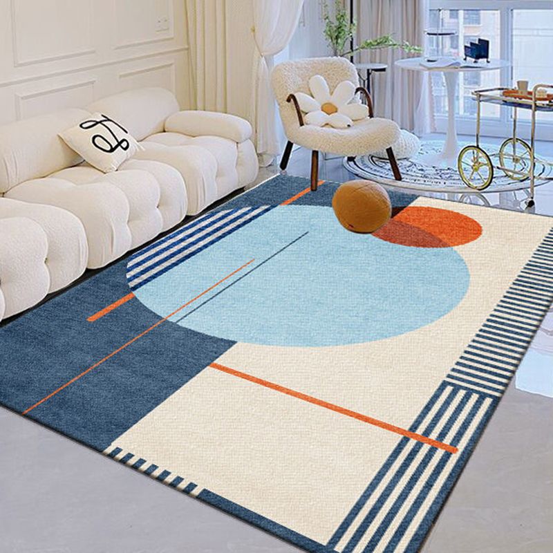 Green Graphic Rug Polyester Simple Rug Washable Area Rug for Living Room