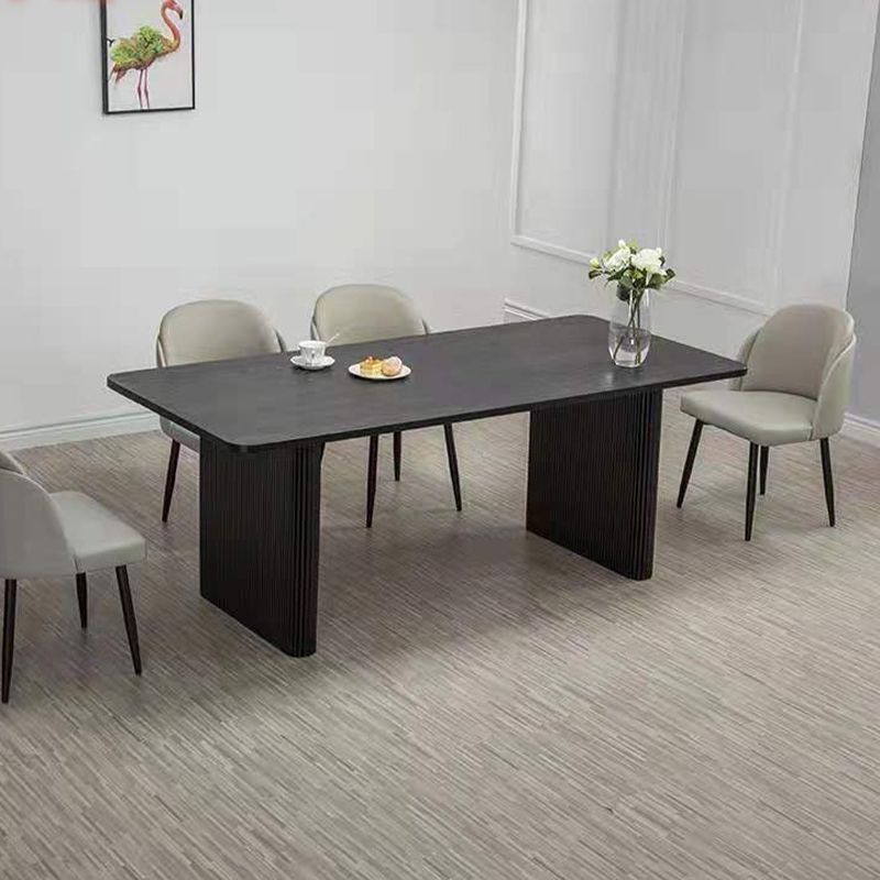 Black Pine Wood Dining Table Modern Indoor Rectangle Dinette Table