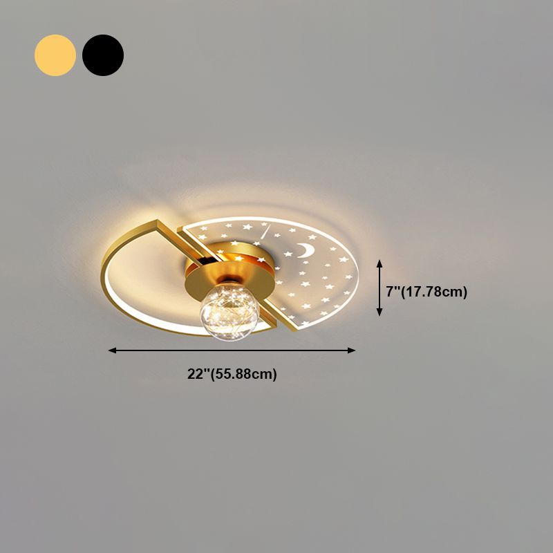 Metal Round Shape Flush Ceiling Light Modern Style 3 Lights Flush Ceiling Light Fixtures