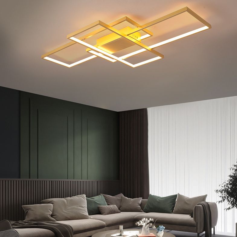 Lámparas de techo semi empotradas rectangulares de estilo moderno Luces de techo de montaje semisuperficial de metal de 3 luces