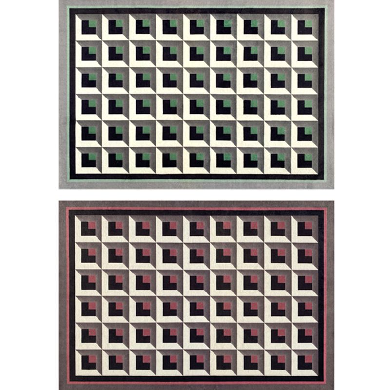 Groen geometrisch patroon tapijt Modern polyester gebied Rug vlekbestendig vloerkleed voor woonkamer