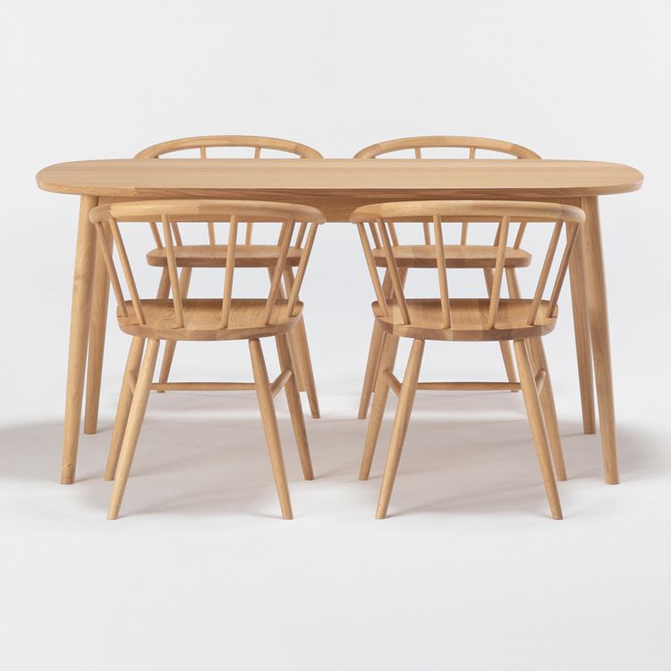 Simplicity Kitchen Solid Wood Dining Table Oval Shape Dining Table with 4 Legs Base