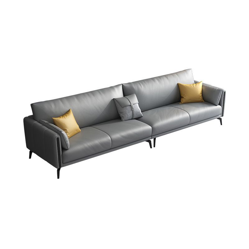 Gray Faux Leather Straight Arm Sofa/Sectionals with water proof for Living Room