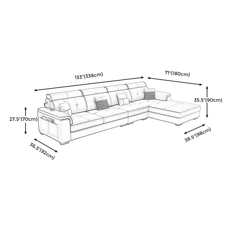 L-shape Sofa Faux Leather/Linen Sectionals with Reversible Chaise and Storage