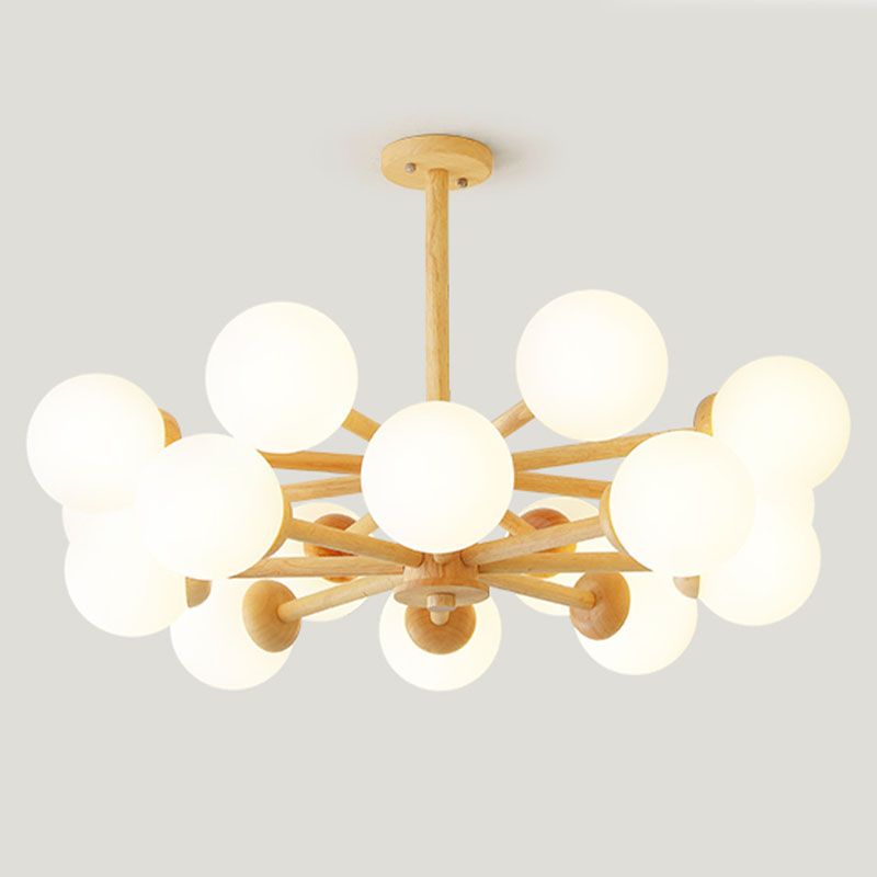 Kreative hölzerne Deckenleuchte mit Glasschatten für den Salon