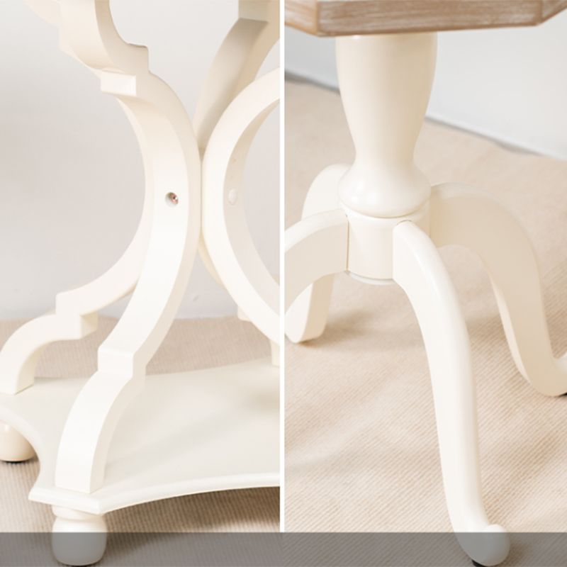 Rustic End Table Living Room Metal 4 Legs Solid Wood Side Table