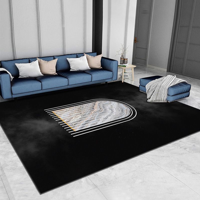 White Rug Polyester Pattern Area Rug Stain Resistant Indoor Rug for Living Room