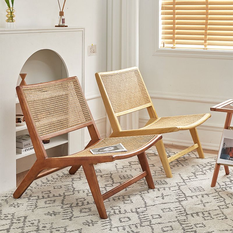 Wood Slipper Accent Chair Solid Wood Frame Armless Chair for Living Room