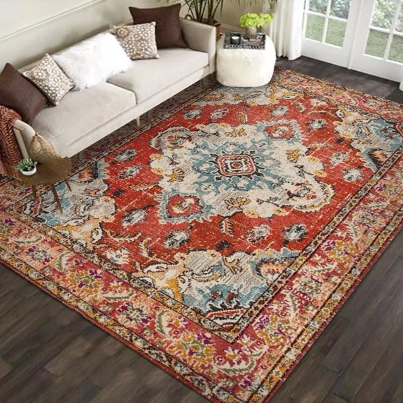 Traditional Home Decoration Area Rug Ethnic Print Carpet Polyester Pet Friendly Indoor Carpet