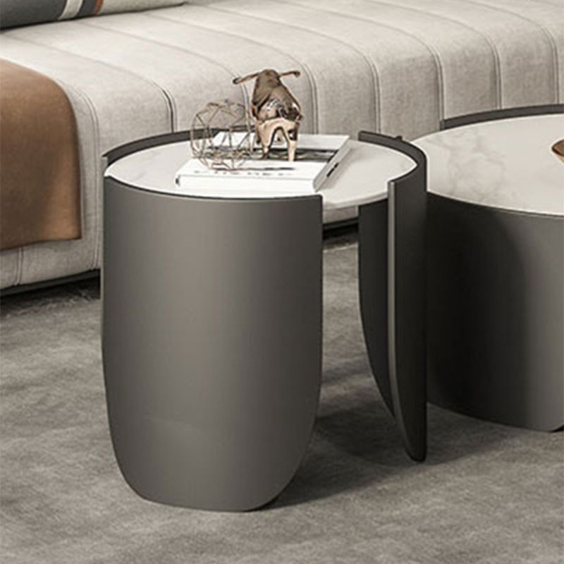 Slate Top Coffee Cocktail Table Tray Top Round Abstract Coffee or End Table