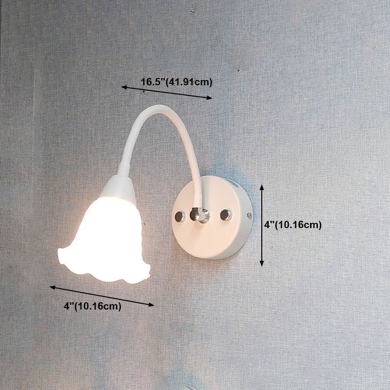 Country Style Flexible Wall Sconce White Glass Vanity Mirror Light for Bathroom