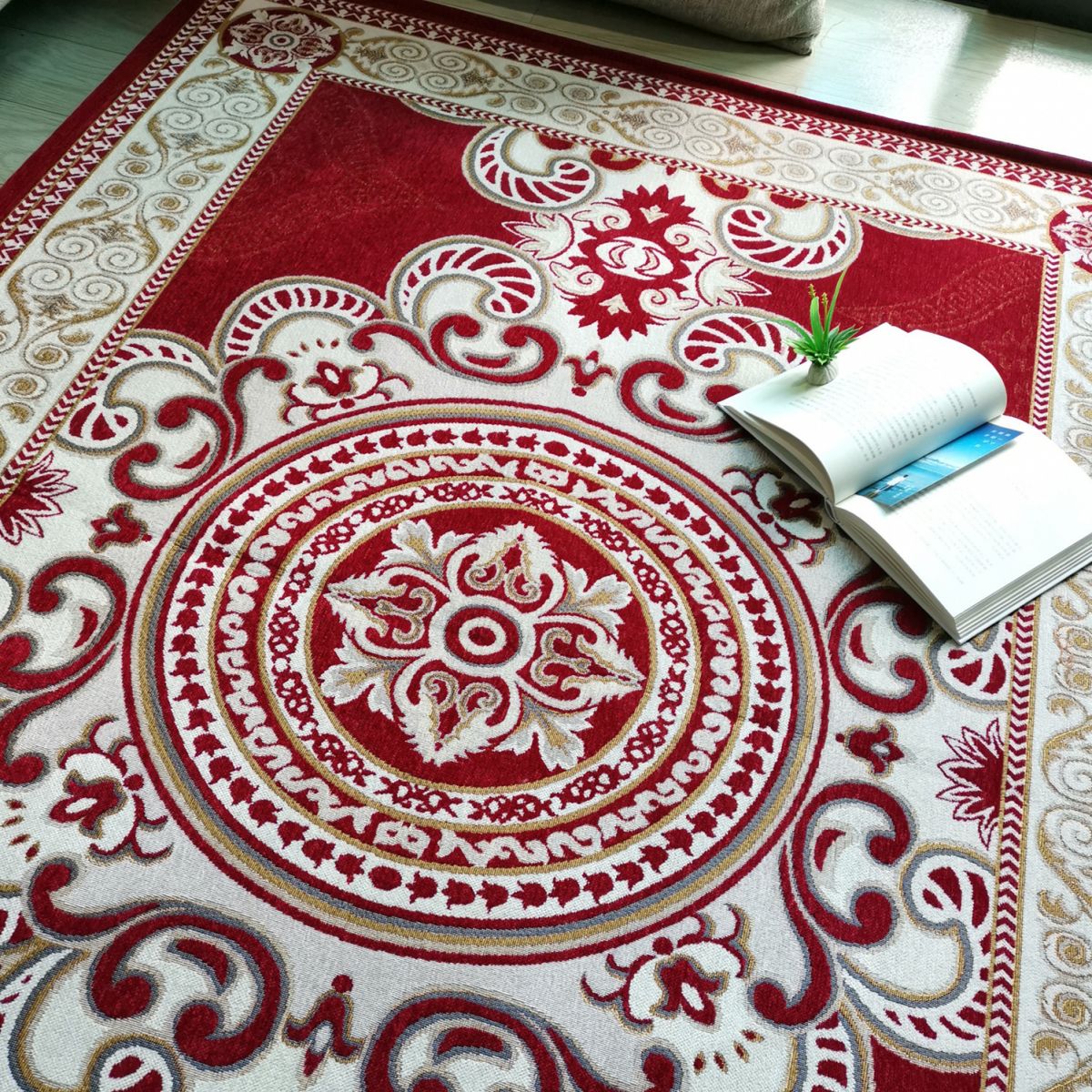 Vierkleuren vintage gebied tapijten polyester bloem tapijt niet-slip achterste binnenkap voor woonkamer