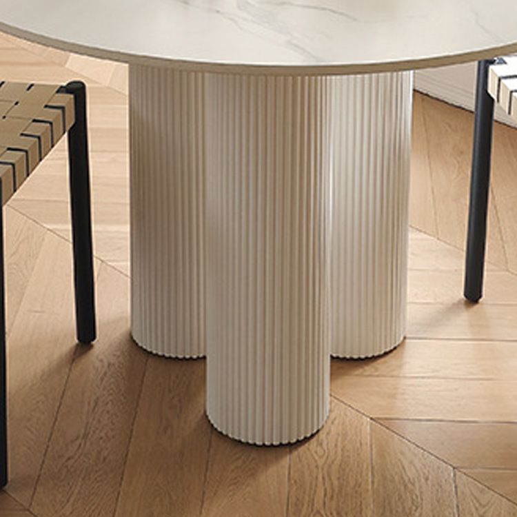 Stone Top Dining Table Modern Round Dining Table with 3 Iron Legs