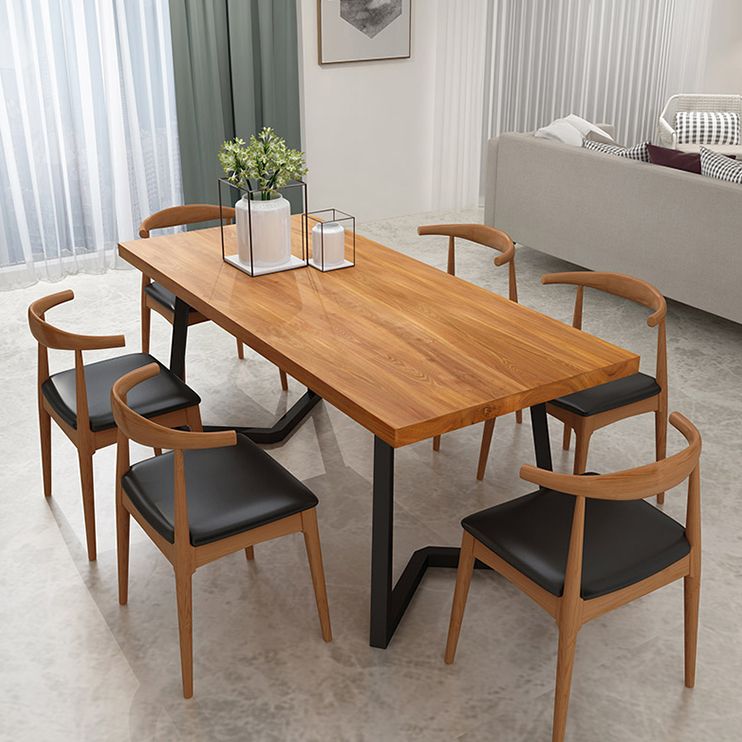 Industrial 1/2/5/7 Pieces Dining Set Solid Wood Dining Table with Chairs