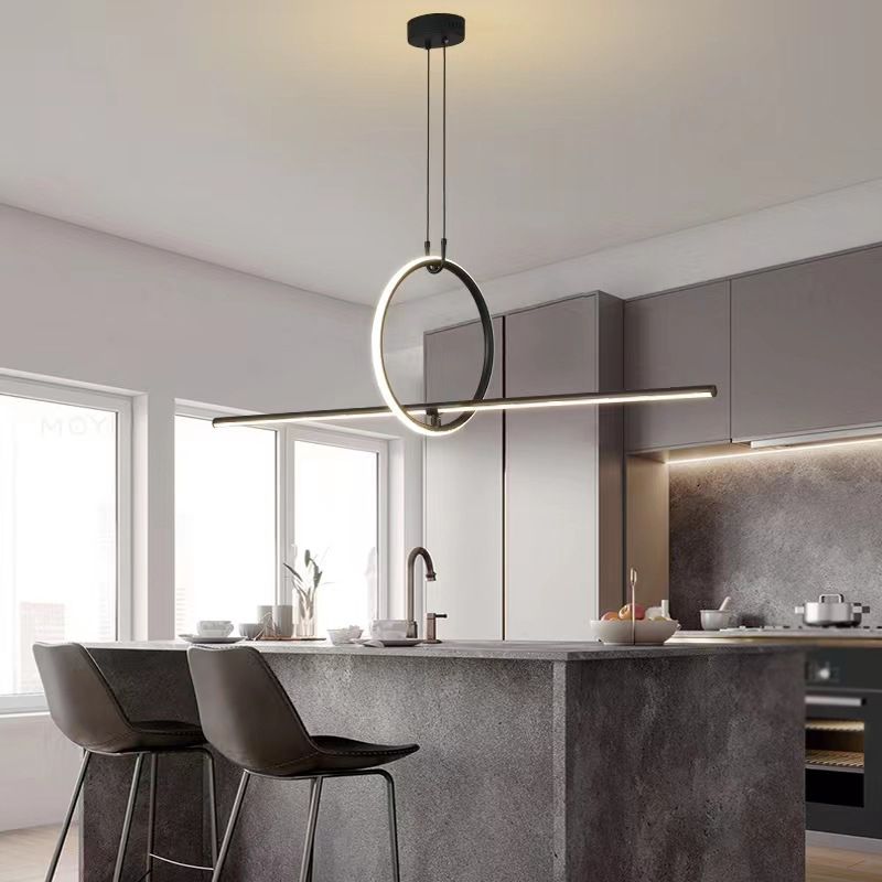 Post Modern 2 - Light Kitchen Island Fixture Iron LED Pendant Ceiling in Black / Gold