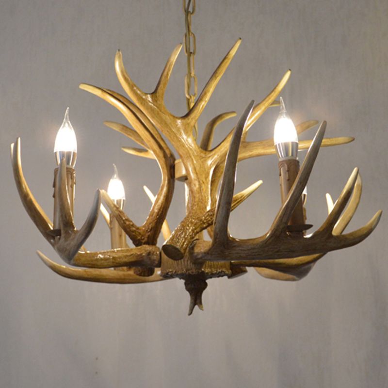 Resin Candle Shape Hanging Ceiling Light American Style Multi Lights Hanging Light