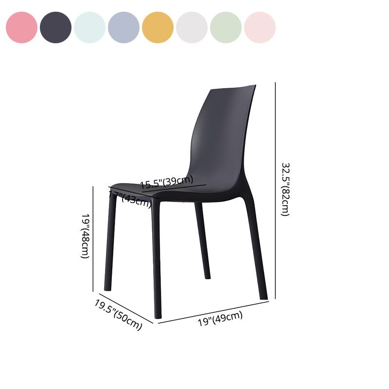 Sillas de comedor sin brazos apilables contemporáneas, silla con respaldo sólido para uso doméstico
