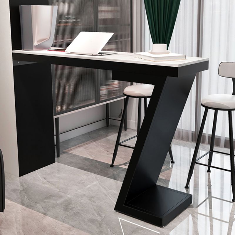 Contemporary Style Bar Height Table Rectangle Stone Bistro Bar Desk