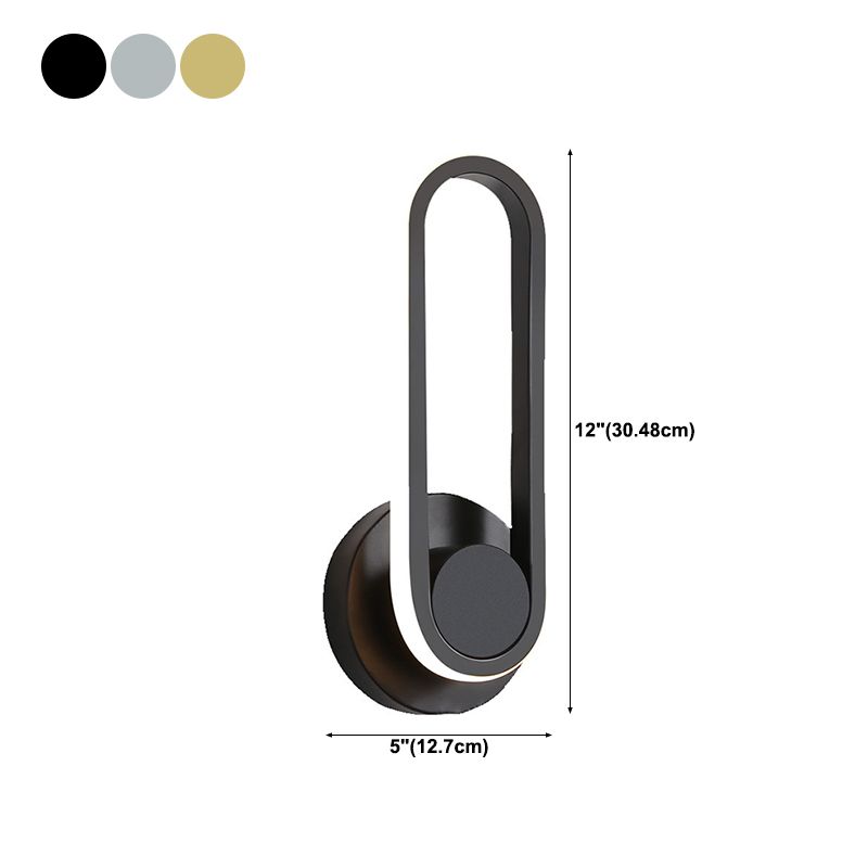 1-Light Oval Wall Mount Light Modern Style Metal Wall Sconce Lights