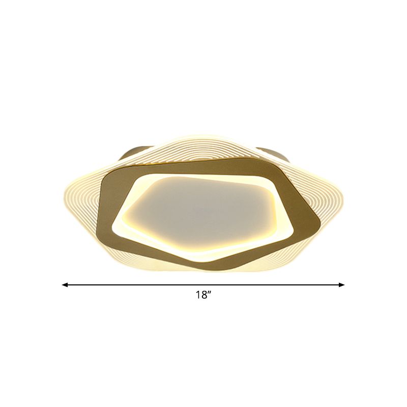 Metal Hexagon/Pentagon Flush Mount Modernism 18"/21.5" Width LED Flushmount Ceiling Light in Gold for Parlour