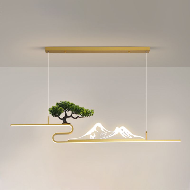 Forma lineal de la isla de la isla de estilo contemporáneo 1 accesorio de iluminación colgante de luz