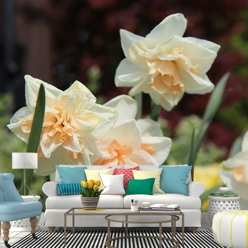 Daffodil Blossoming Flower Wall Paper Murals Waterproof Wall Decor for Bedroom