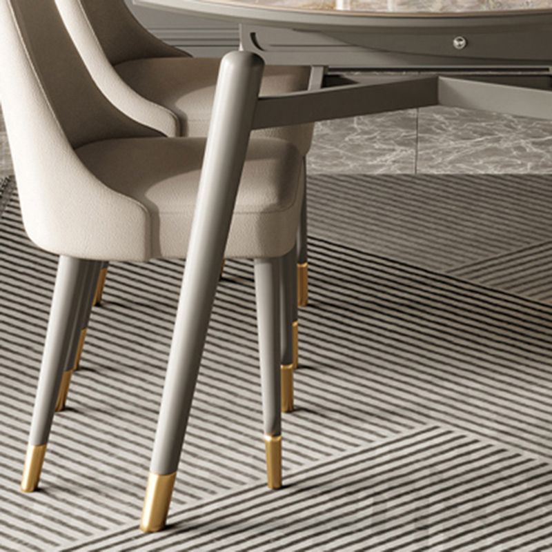 Extendable Sintered Stone Dining Table with Upholstered Chairs Set for Kitchen