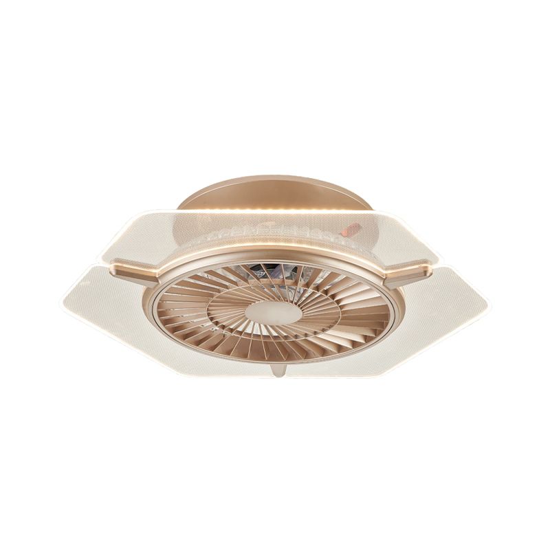 Gold/Silber -LED -Deckenlüfter Beleuchtung Modernismus Metall Rund/Sechseck Semi Flushmount für Wohnzimmer, 23,5 "breit