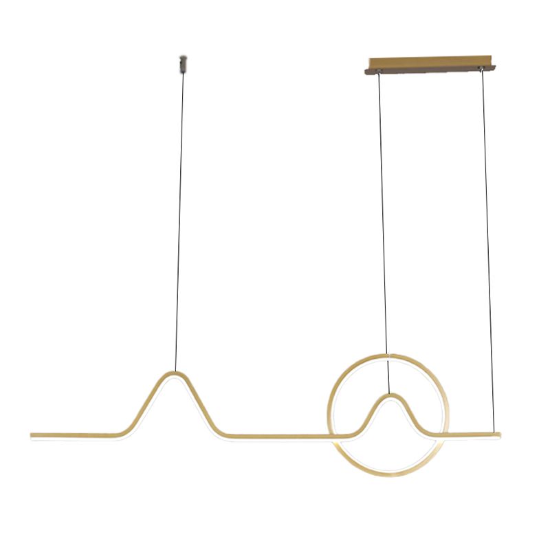 Éclairage d'île en métal moderne en forme d'île de forme linéaire