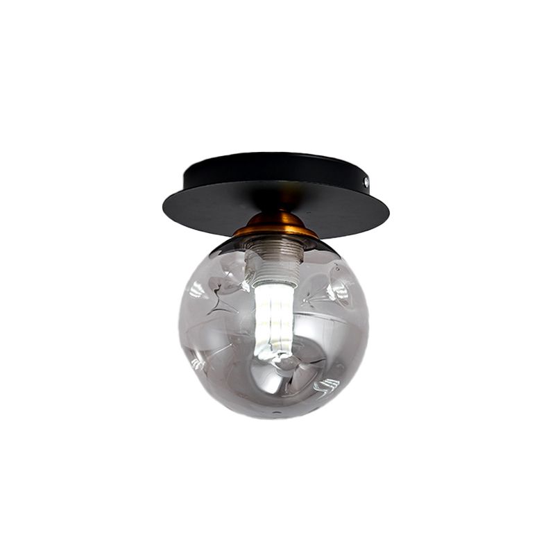 Ball Flush Leuchte einfache Klarglas 1-Birne Korridor Flush Mount Lampe in Schwarz