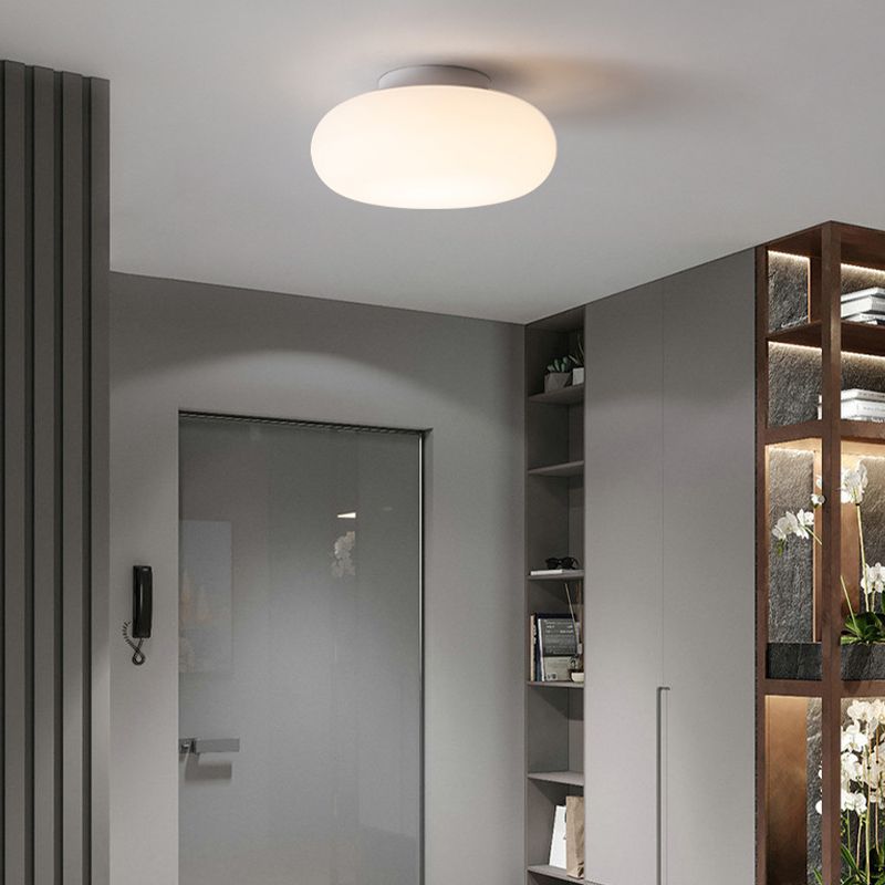 Single White Modernism Flush Mount Lighting LED Ceiling Light for Foyer