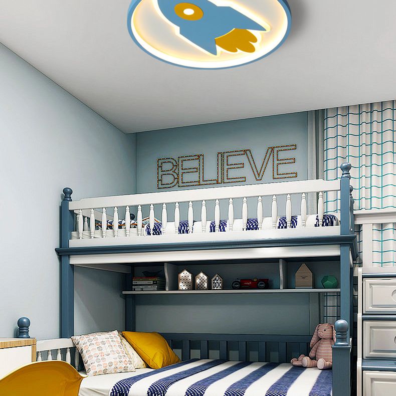 Rocket Flush Mount Ceiling Light Cartoon Metal Ceiling Light Fixtures for Bedroom