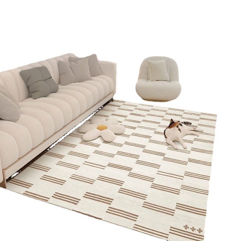 Light Striped Rug Blending Modern Indoor Rug Non-Slip Backing Rug for Living Room