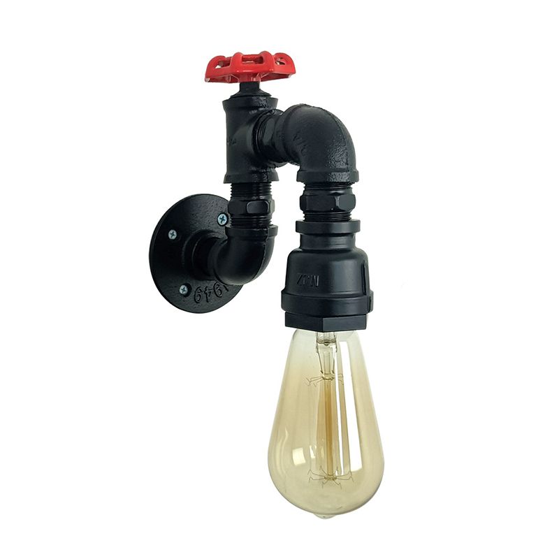 Black Contemporary Wall Sconce Metal Pipe Shape Vanity Lamp for Bathroom