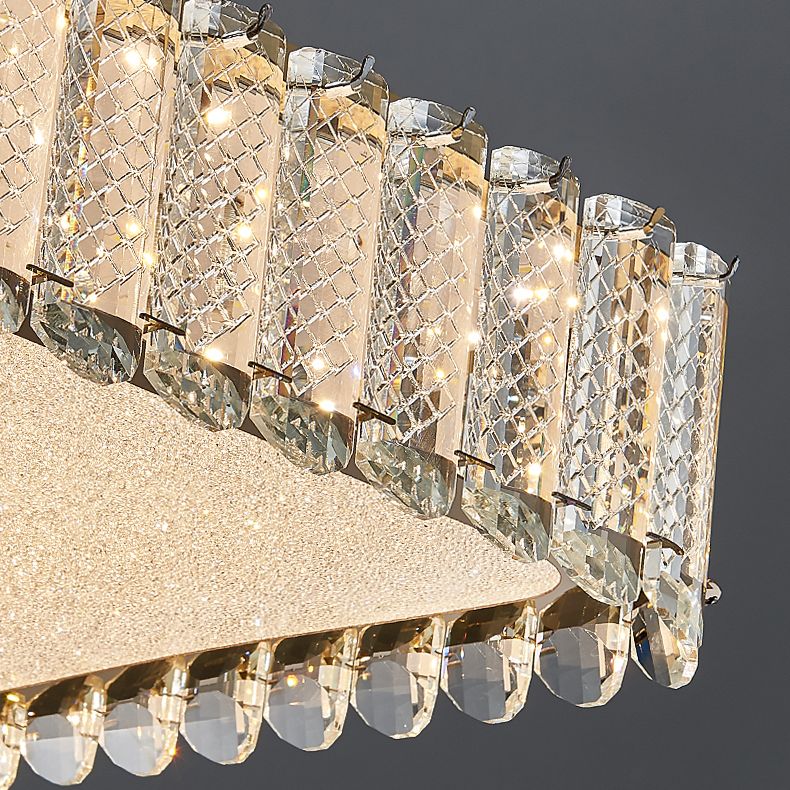 Gold Crystal Flush Mount Postmodern Circle Ceiling Light Fixture for Bedroom