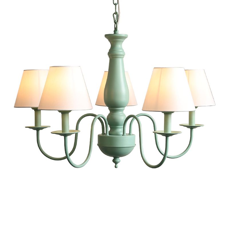 Modern Style Green Ceiling Chandelier Swooping Arm Metal 5-Lights Pendant Lighting Fixtures