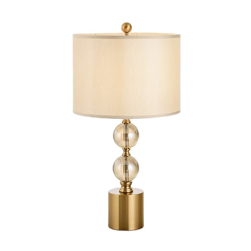 1 Kopfnachtlampe Klassische Schlafzimmer Kristall Nachttisch Licht mit runden Stoffschatten in Messing