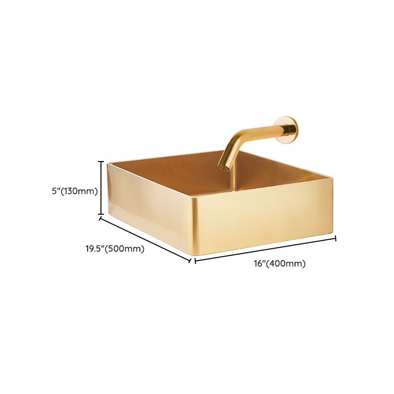 Contemporary Bathroom Sink Metal Rectangular Trough Sink with Pop-Up Drain