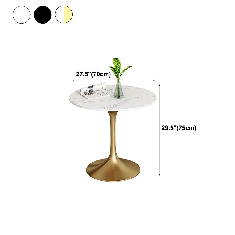 Metal Traditional Luxury Round Dining Table Sintered Stone Table with Tulip Base