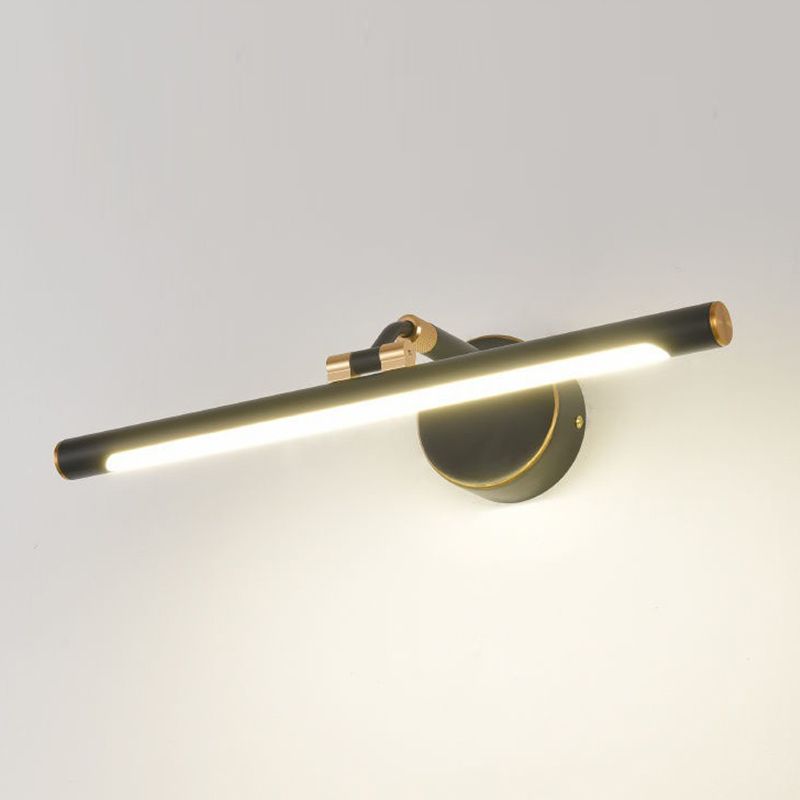 Linear Vanity Light Modern Metal Single Light LED Mirror Light for Bathroom in Black