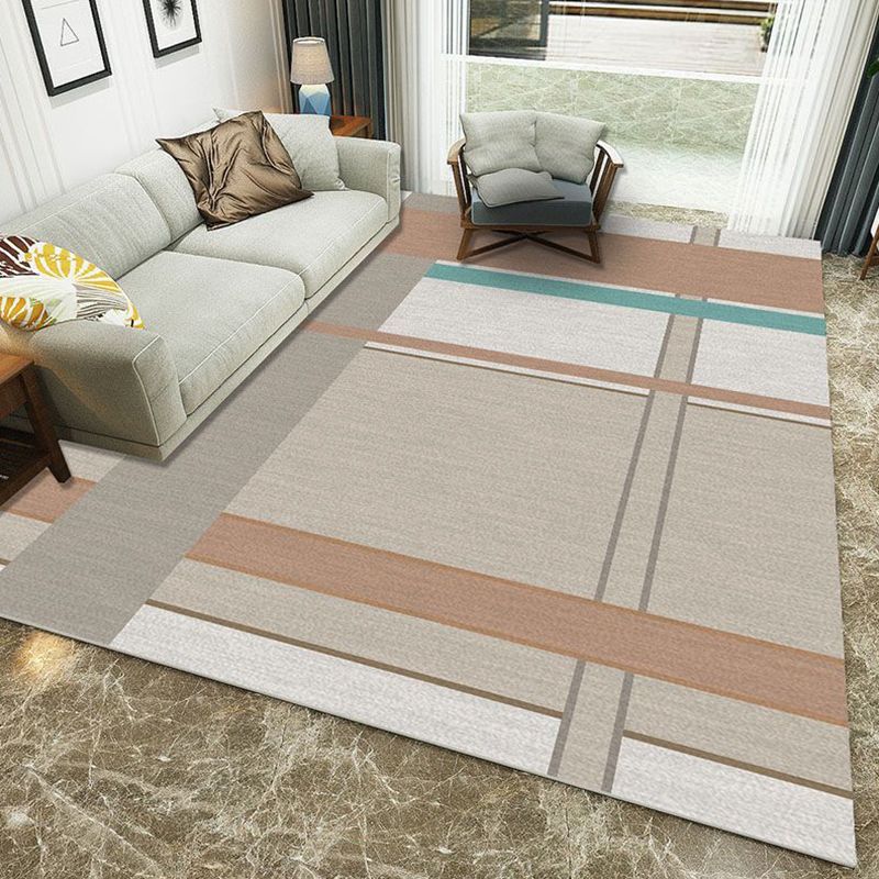 Multi-Color Geometric Rug Polypropylene Contemporary Rug Washable Stain Resistant Non-Slip Carpet for Home