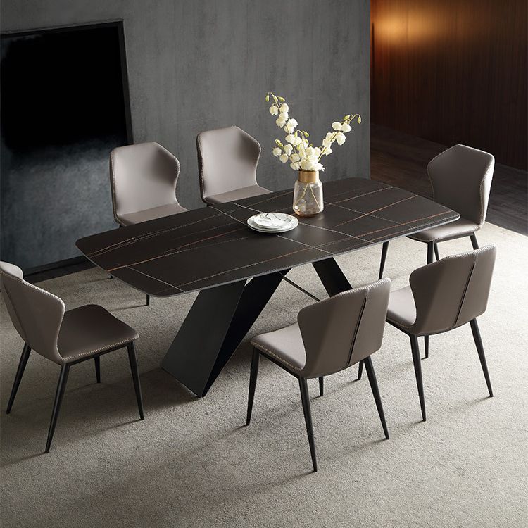 Modern Sintered Stone Top Dining Set Rectangle 1/4/5/7 Pieces Dining Area Table Set