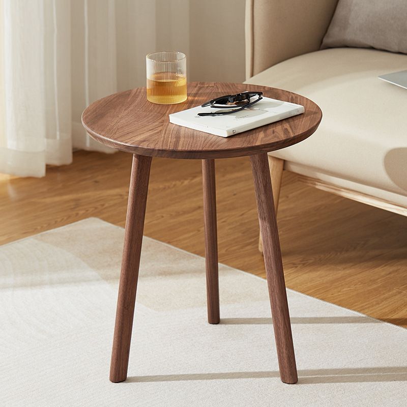 Contemporary End Table Solid Wood Brown Living Room Side Table