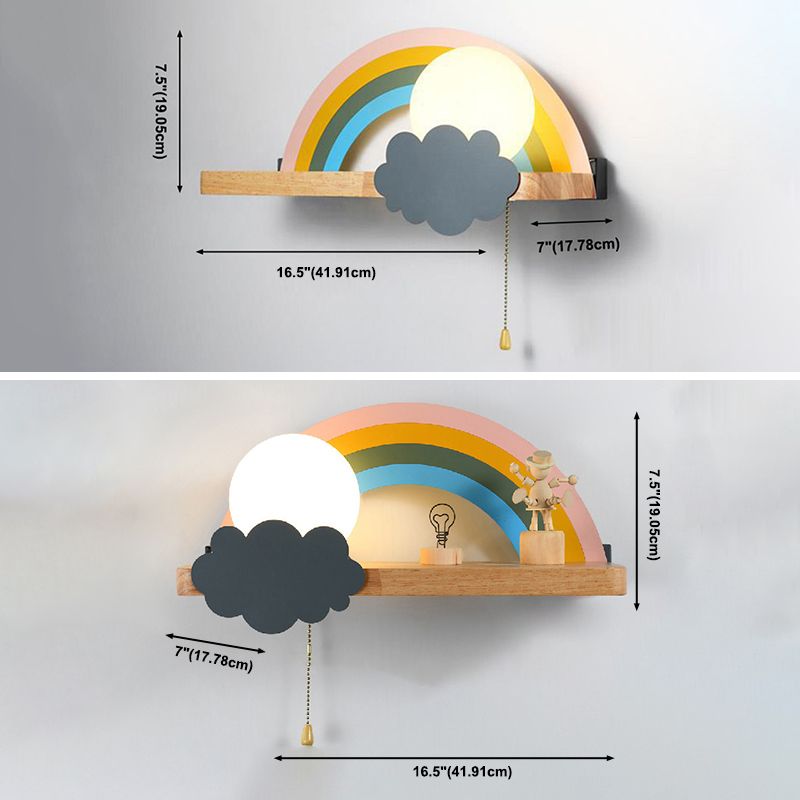 Rainbow Sconce Light Fixtures LED Single Bulb Wall Lamp for Child Room