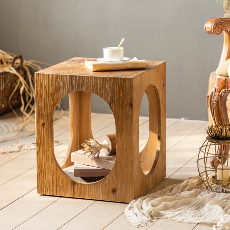 Geometric Shape Accent Side Table Wooden Simple Bedroom End Table