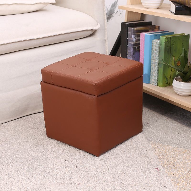 PU Leather Cube Ottoman Whole Colored Tufted Square Modern Storage Ottoman