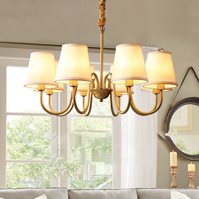 Gold Copper Pendant Light in Traditional Classic Style Flax Sputnik Hanging Light for Living Room